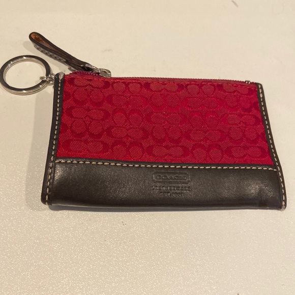 Coach Accessories - Vintage Coach Key Chain small wallet combo red Classic C w/ brown leather, Y2K